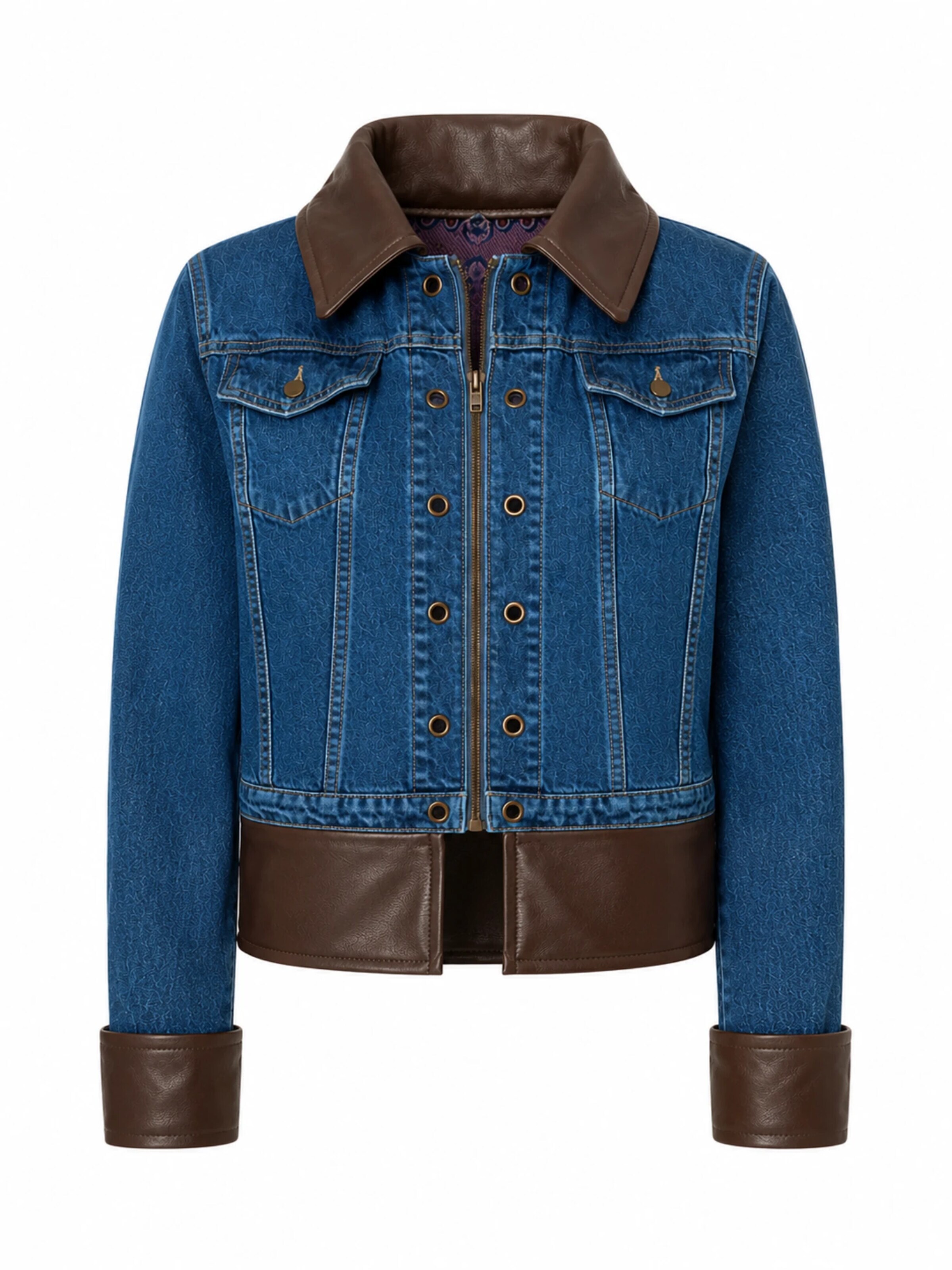 Fenice Übergangsjacke 'Denim Leather signature'‌‌‌‌‌ in Braun