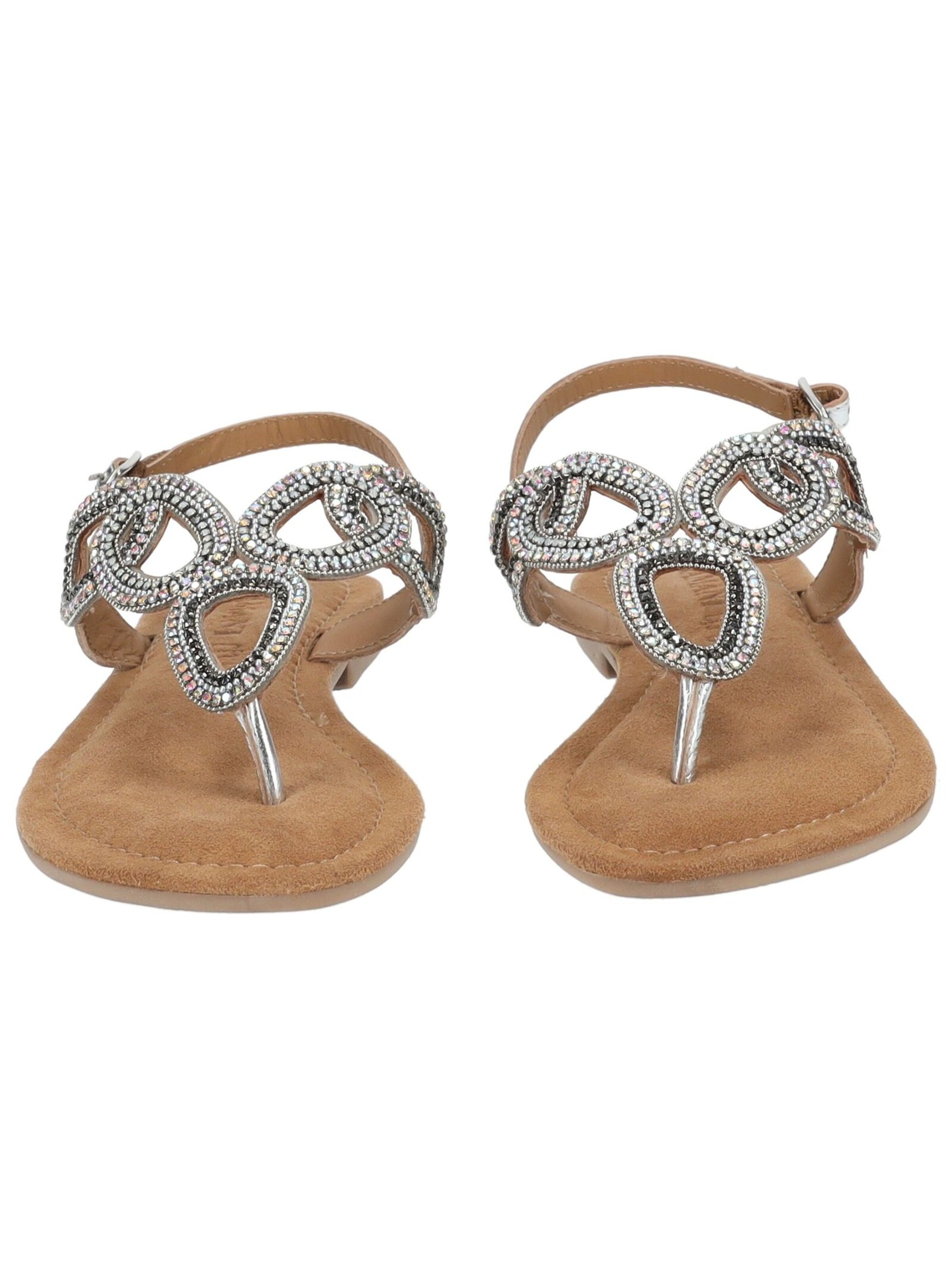 LAZAMANI T-Bar Sandals in Silver