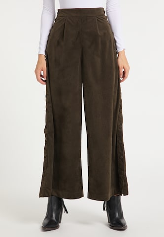 Wide leg Pantaloni de la IZIA pe maro: față