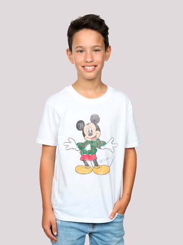 F4NT4STIC Shirt 'Micky Mouse Christmas' in White: front