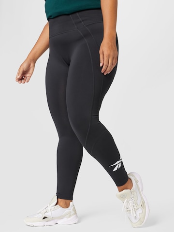 Skinny Pantaloni sport de la Reebok pe negru: față