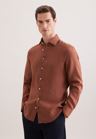 SEIDENSTICKER Slim fit Overhemd in Bruin: voorkant