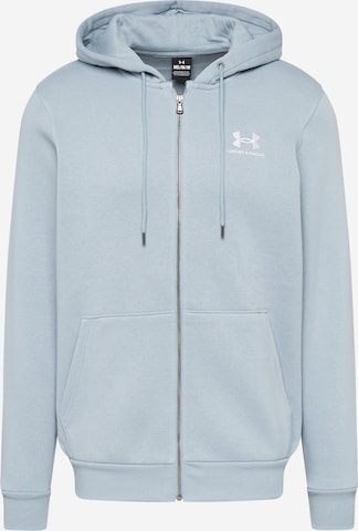 UNDER ARMOUR Спортна жилетка с качулка 'Essential' в синьо: отпред