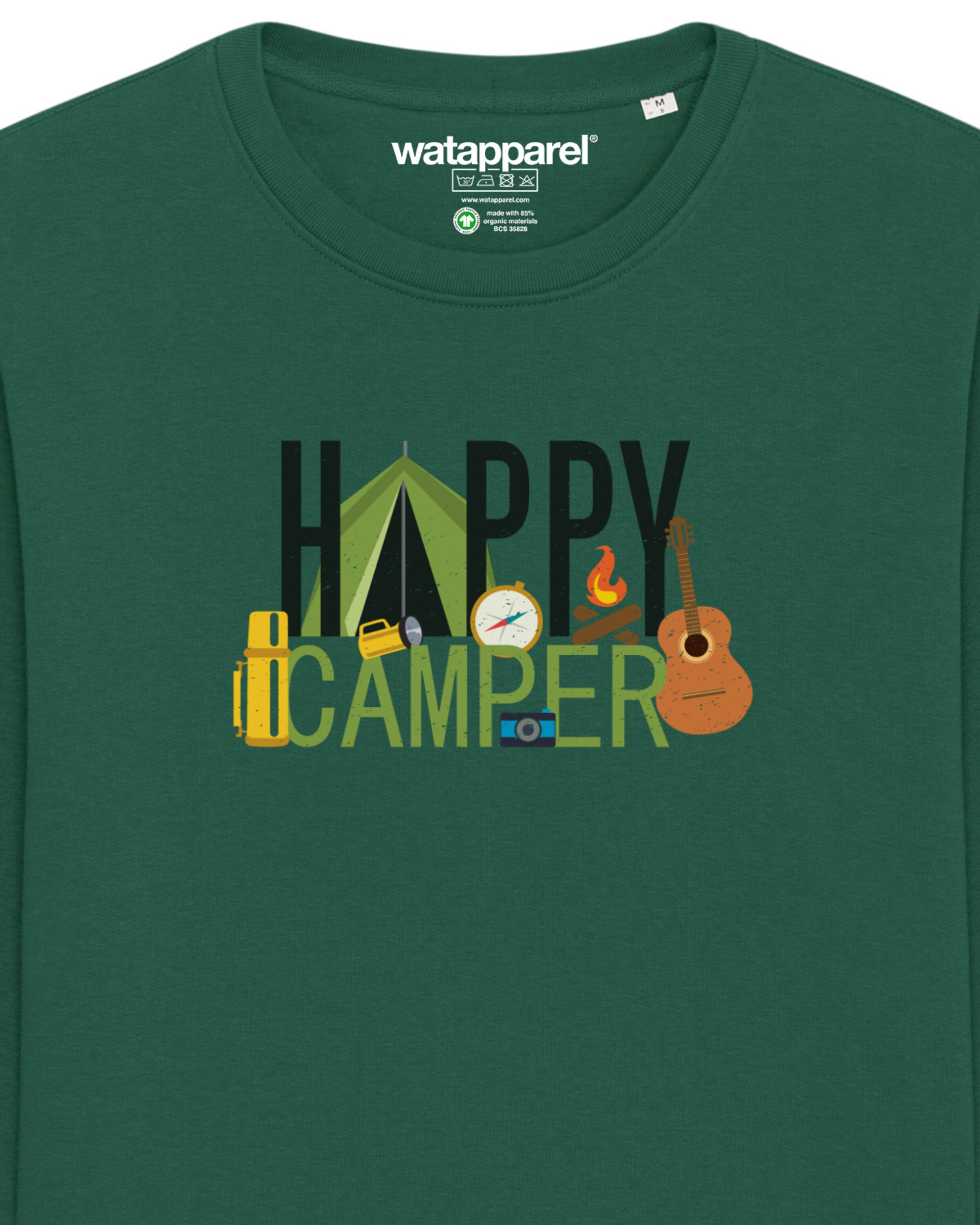 Felpa ' Happy Camper ' di Watapparel in verde