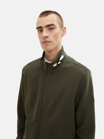 TOM TAILOR Zip-Up Hoodie in Green