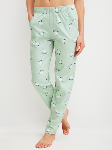 CALIDA Pyjamabroek 'Favourites Cats' in Groen