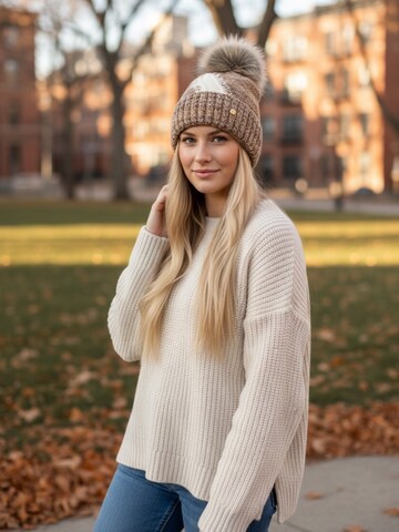 Kumixi Mütze 'Bommelmütze' in Braun