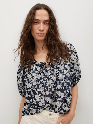 MANGO Blouse 'CALABASA' in Blauw: voorkant