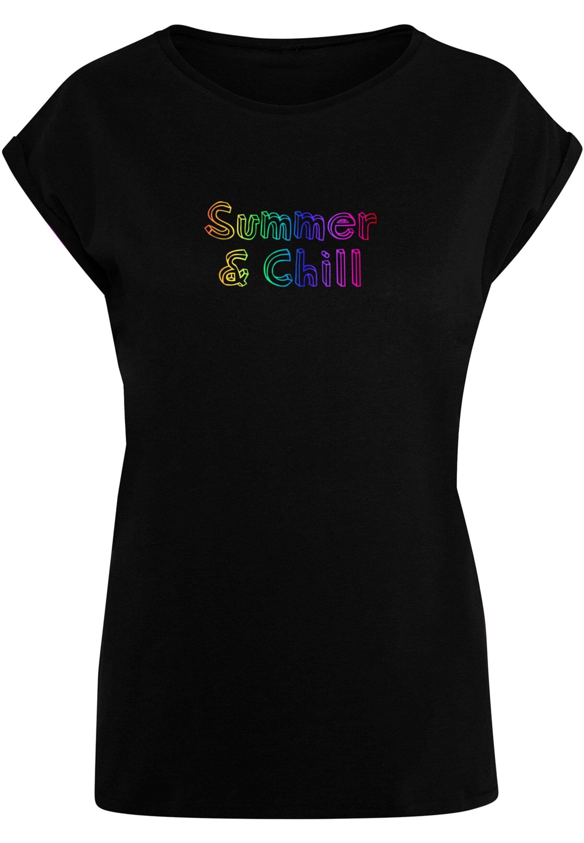 Merchcode Shirt 'Summer And Chill Rainbow' in Zwart: voorkant