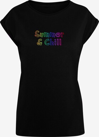 Merchcode Shirt 'Summer And Chill Rainbow' in Zwart: voorkant