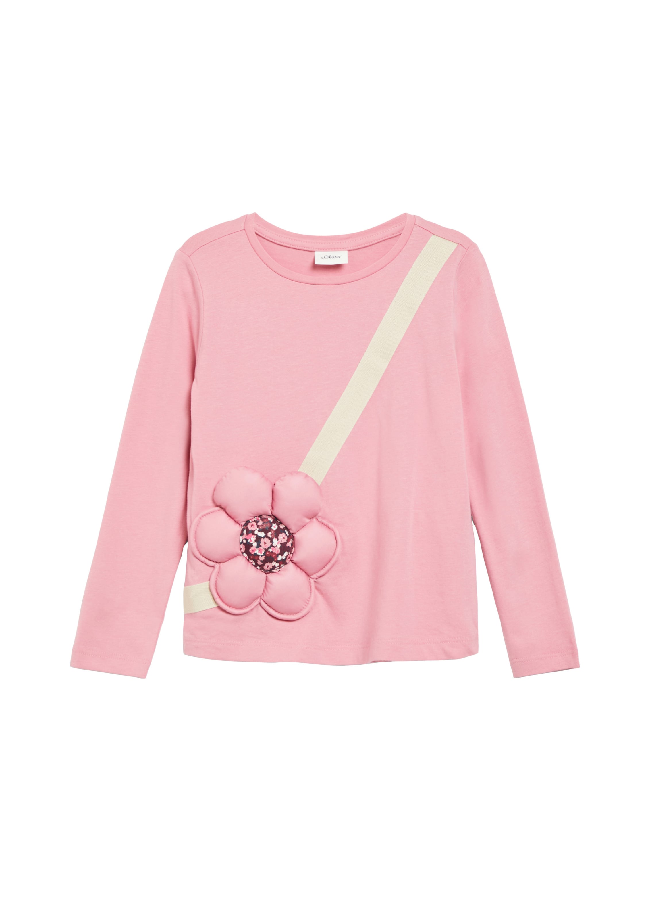 s.Oliver Shirt in 116-122 in de kleur Lichtbeige / Grafiet / Rosa / Donkerrood, Productweergave