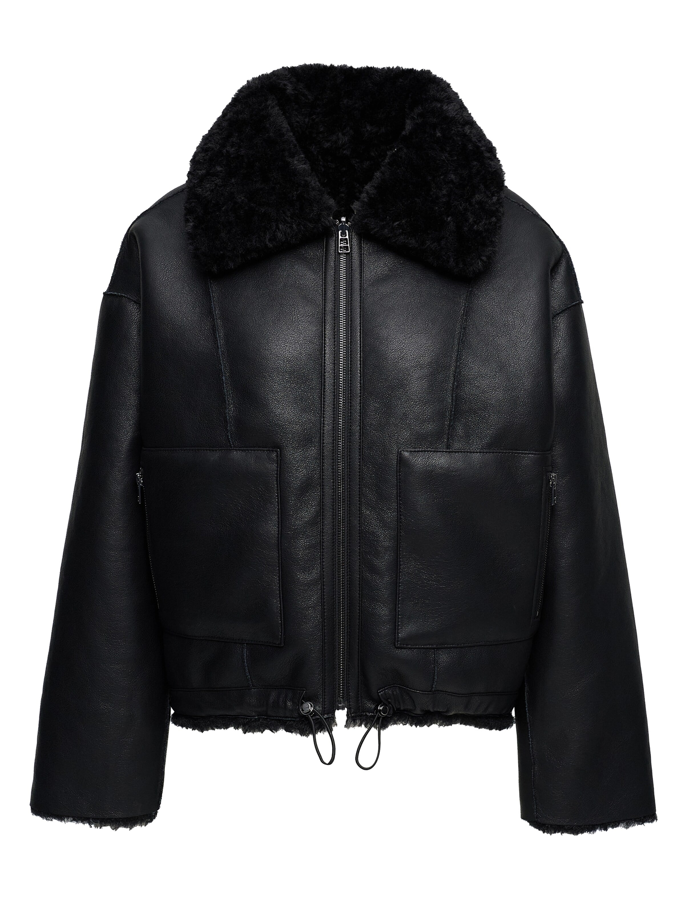 MANISA Between-season jacket 'Kunstpelzjacke' in Black