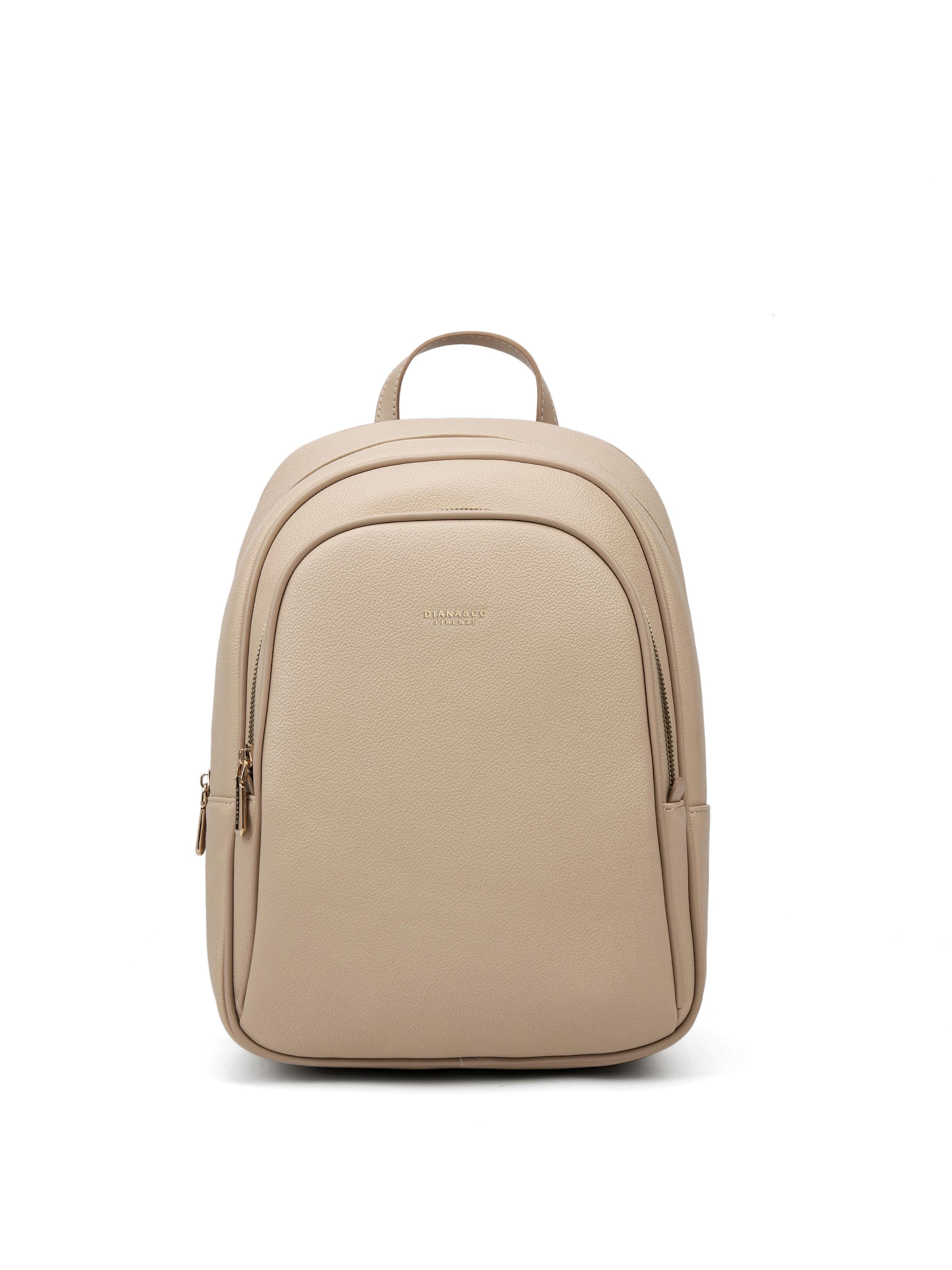 Zaino 'Zaino Donna Vegan Leather con Zip e Tasche - Diana & Co Firenze' di Diana&Co. in beige: frontale