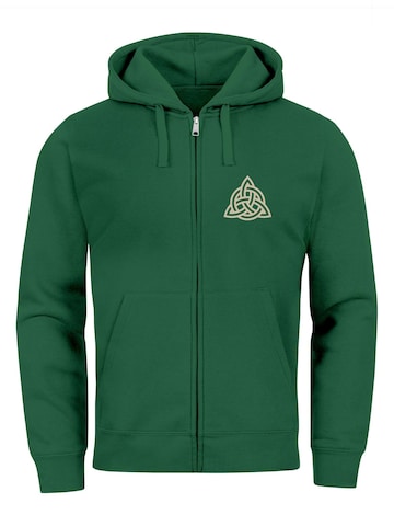 Neverless Zip-Up Hoodie 'Valhalla' in Green: front