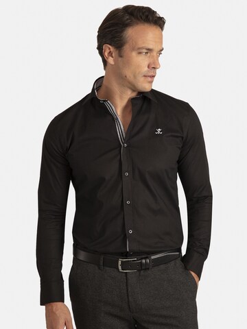 Sir Raymond Tailor Regular fit Button Up Shirt 'Kumba' in Black: front