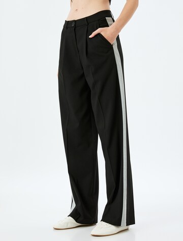 Koton Regular Pleat-Front Pants in Black: front