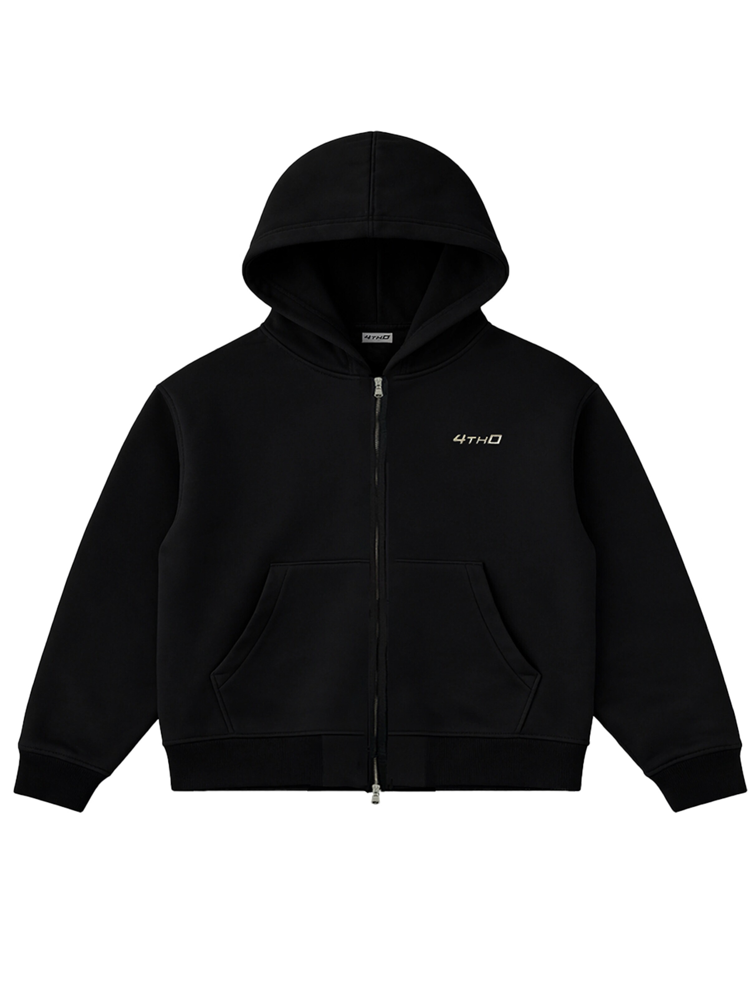 4thD - Sudadera con cremallera deportiva 'Zip Hoodie - Black' en negro: frente