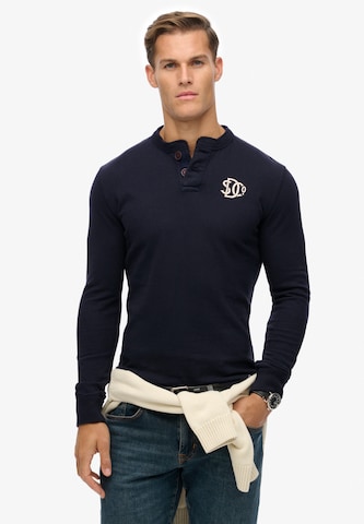 Superdry Shirt 'Vintage Athletic Grandad' in Blauw: voorkant
