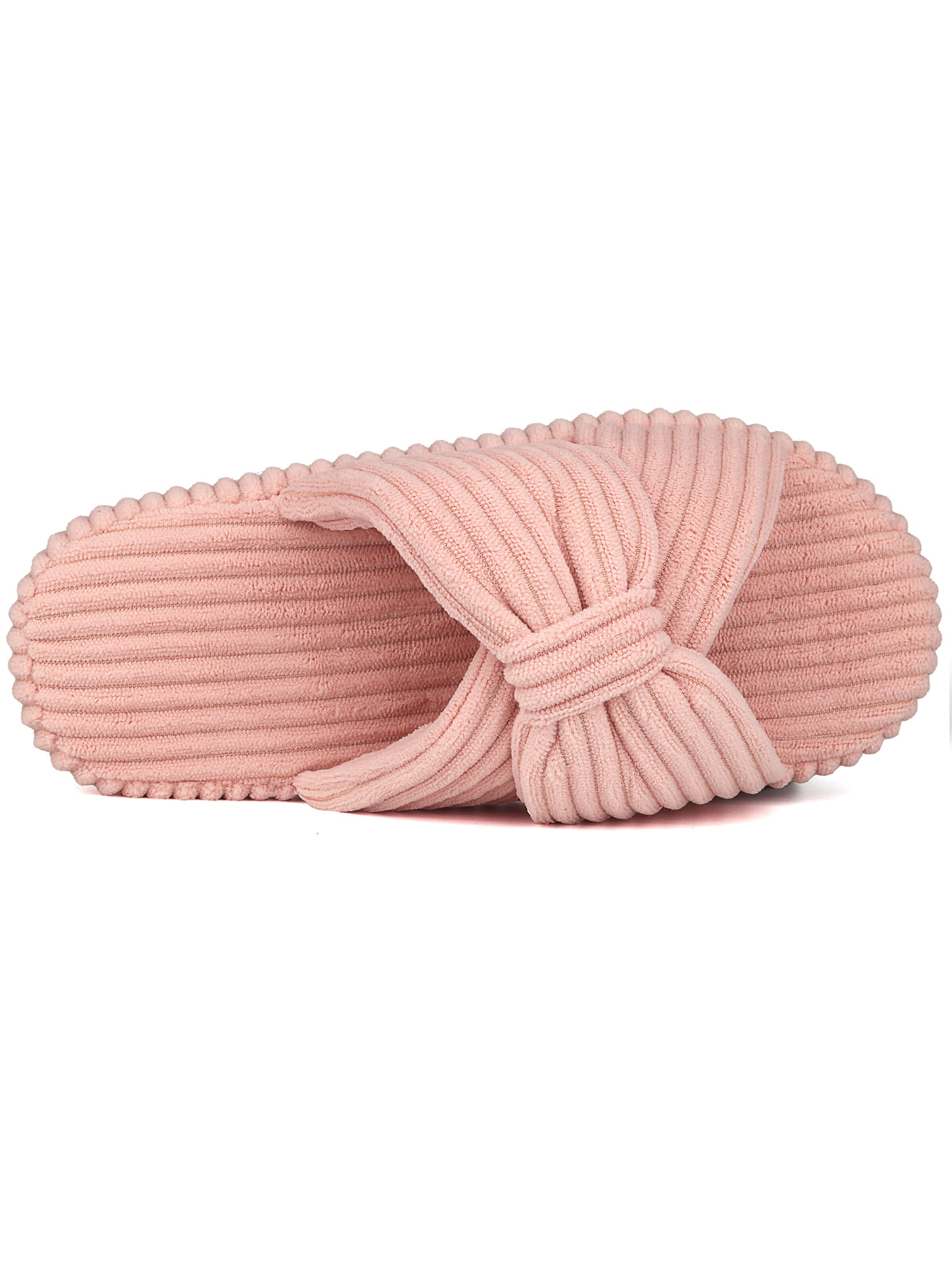 Youecci Slippers 'Corduroy Cross‑Knot House Slippers' in Pink