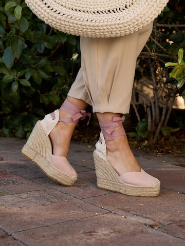 Alhamas Sandaal 'Alpargata Cuña 12 cm' in Roze: voorkant