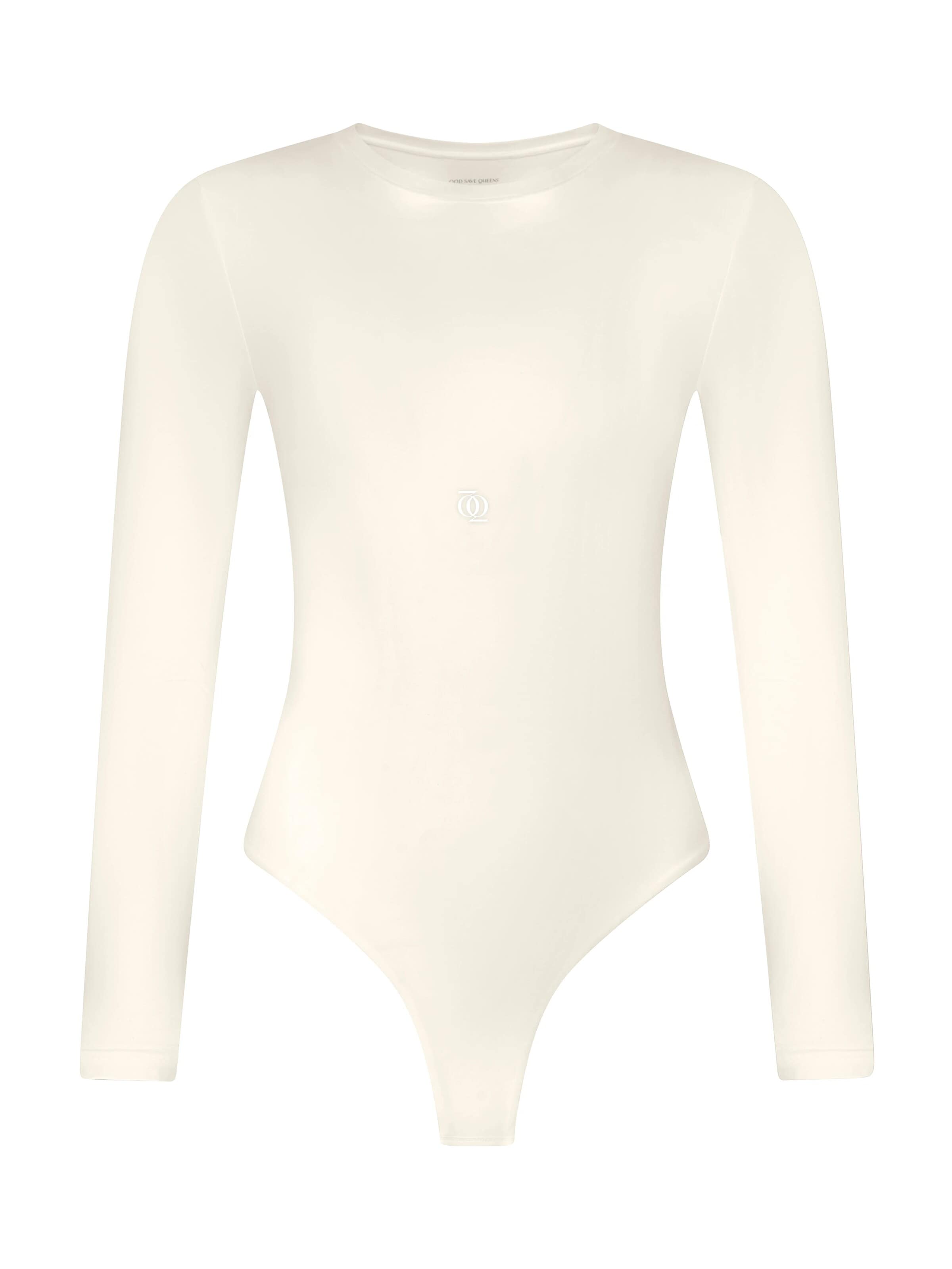 Body 'Second Skin Long Sleeve Crew-Neck Bodysuit' di GOD SAVE QUEENS in beige: frontale