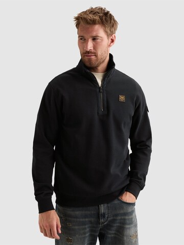 Sweat-shirt 'Sweatshirt with half-zip and badge' PME Legend en bleu : devant