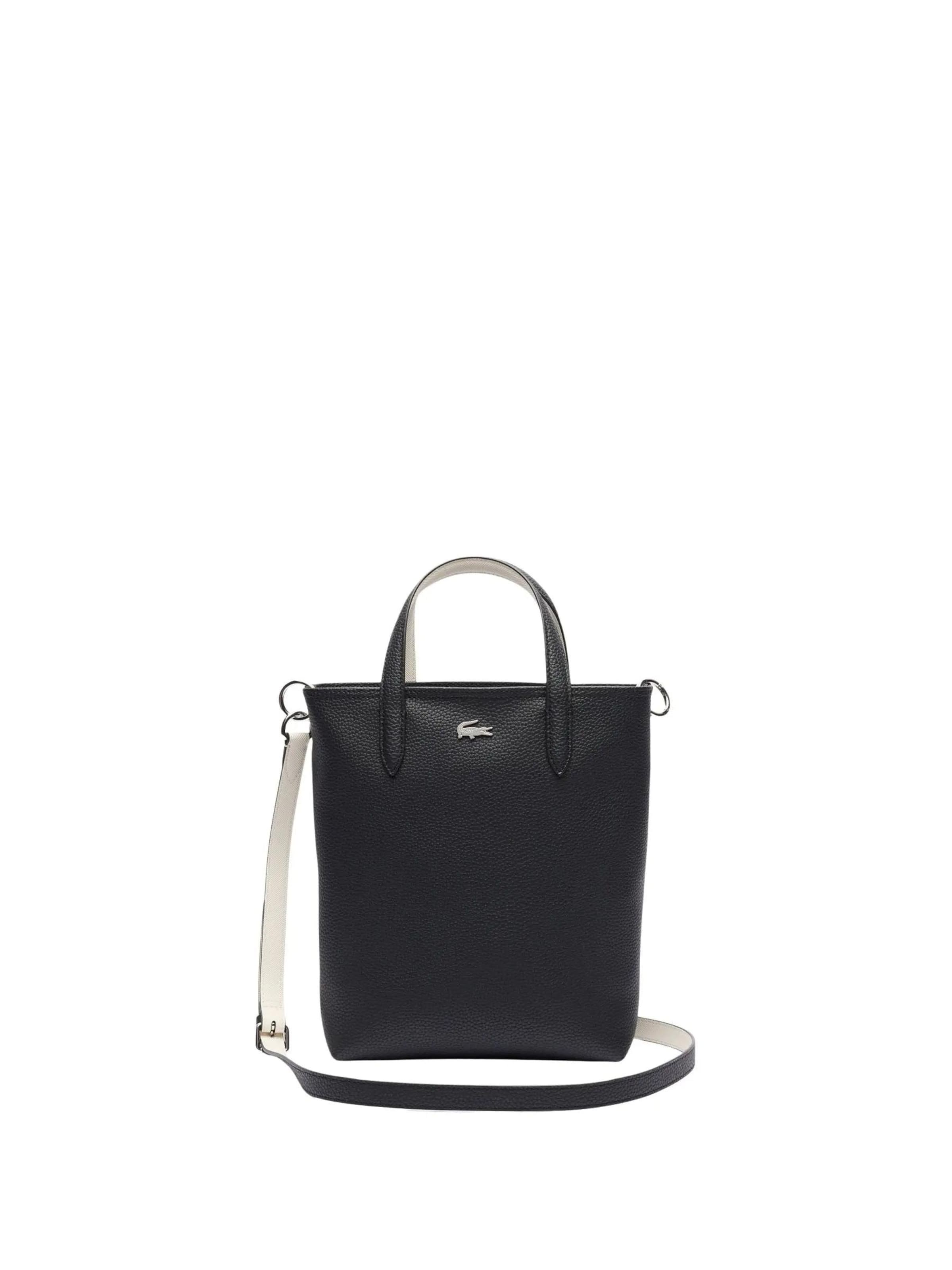 LACOSTE Shopper 'Sac Cabas Lacoste Anna Petit Piqué NF4929AA Noir Farine' in Zwart: voorkant