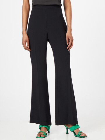 River Island Flared Pleated Pants in Black: front