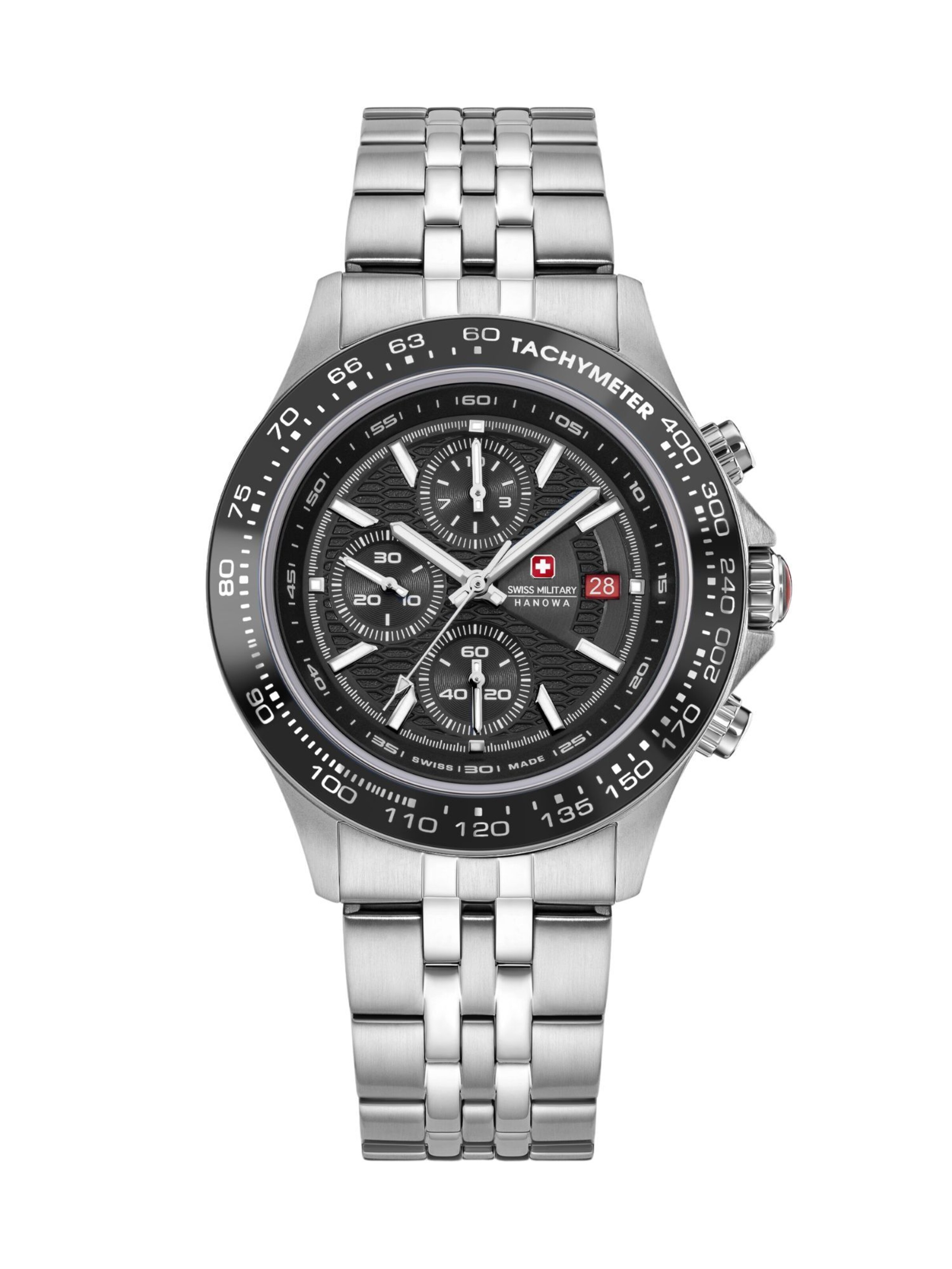 SWISS MILITARY HANOWA Analoog horloge 'Watchman' in Zilver: voorkant