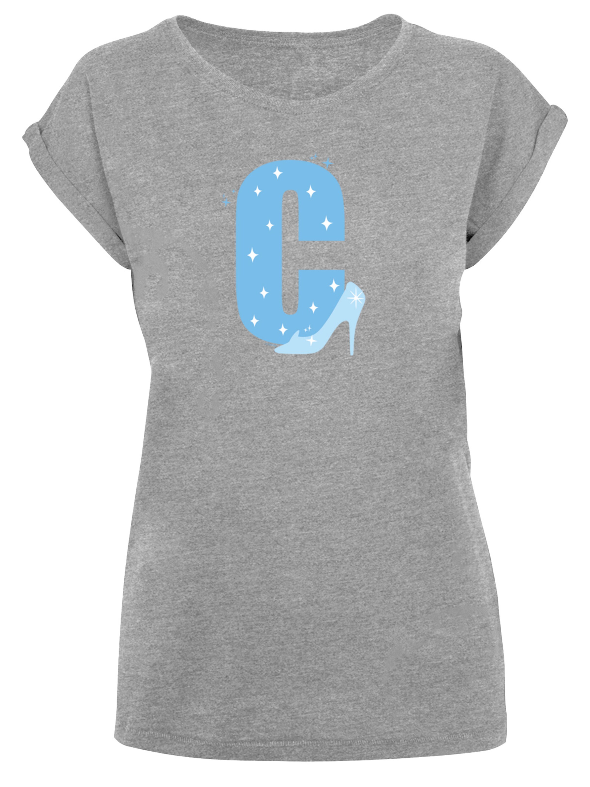 F4NT4STIC Shirt 'Disney Alphabet C Is For Cinderella' in Grijs: voorkant