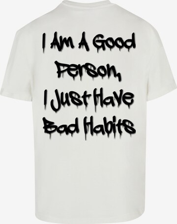 Merchcode T-Shirt 'Bad Habits' in Weiß