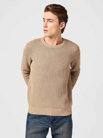 WRANGLER Sweater 'CREWNECK TIMBERWOLF' in Beige