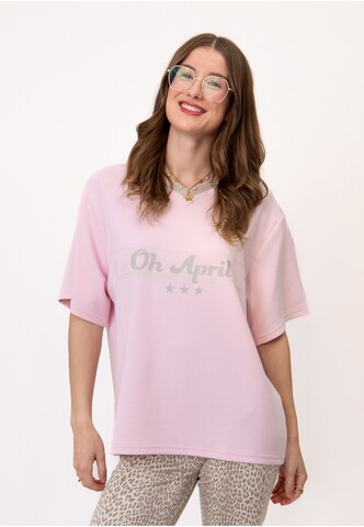 T-shirt OH APRIL en rose : devant
