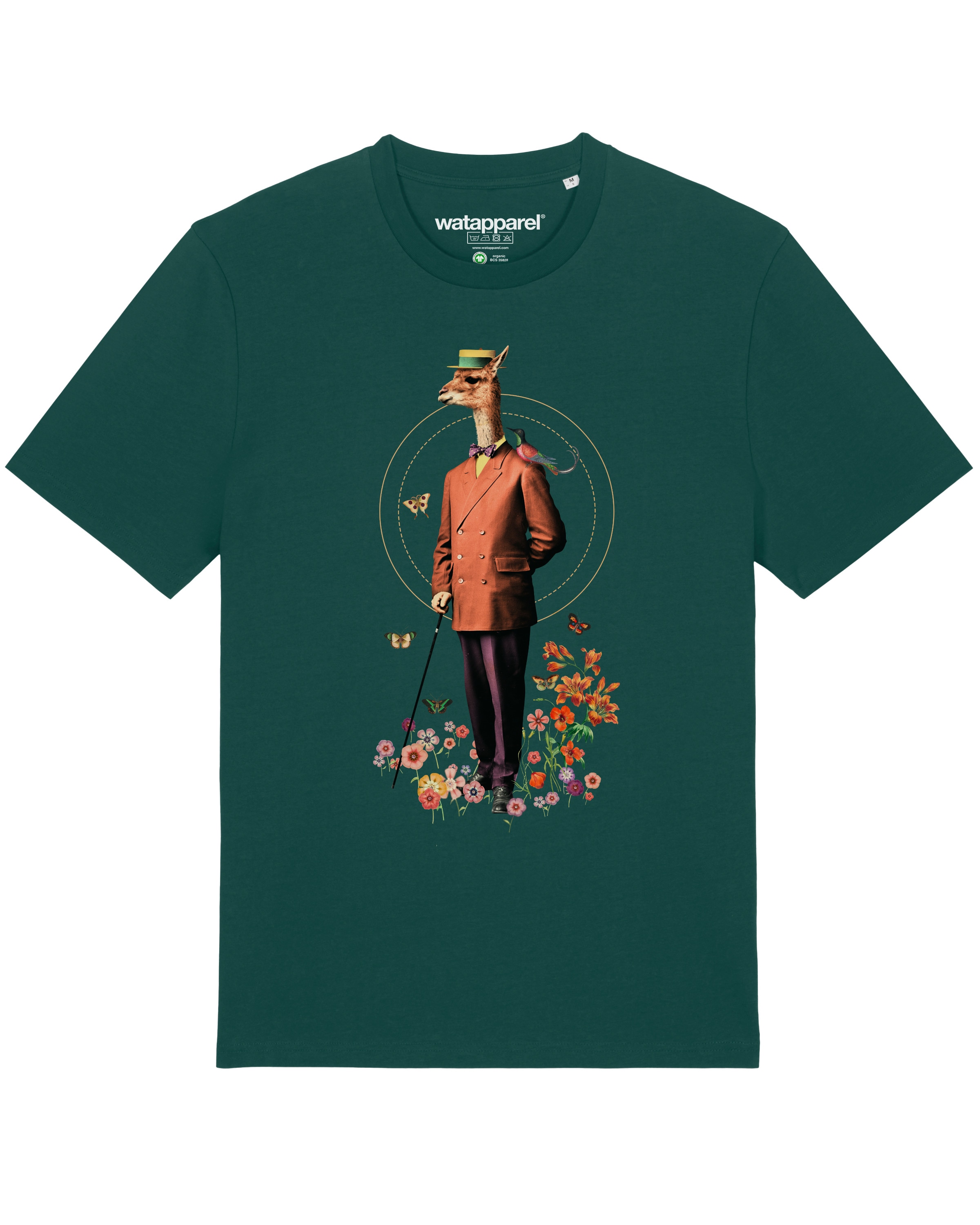 T-Shirt ' Fancy Llama ' Watapparel en vert : devant