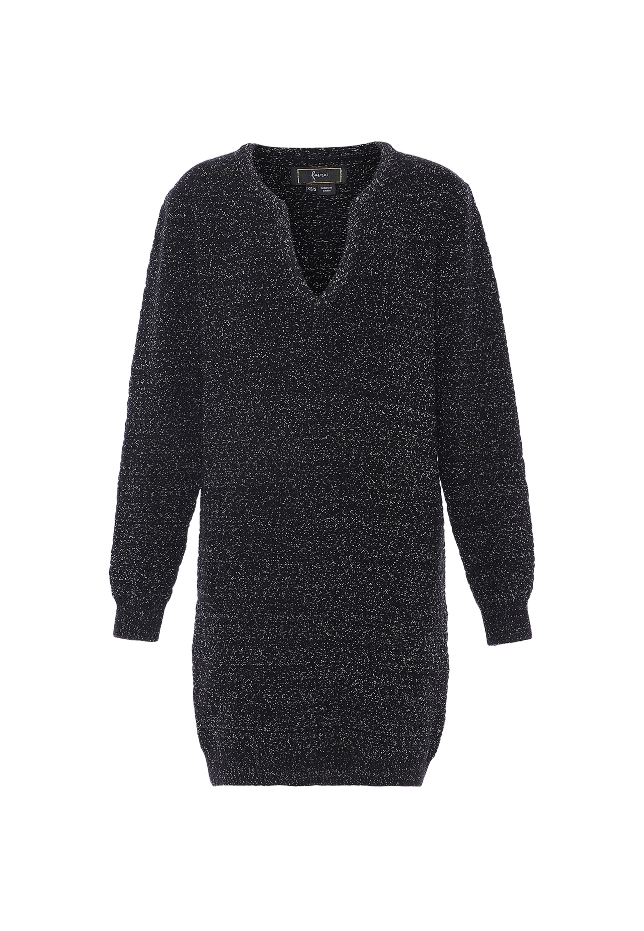 Rochie tricotat de la faina pe negru: față