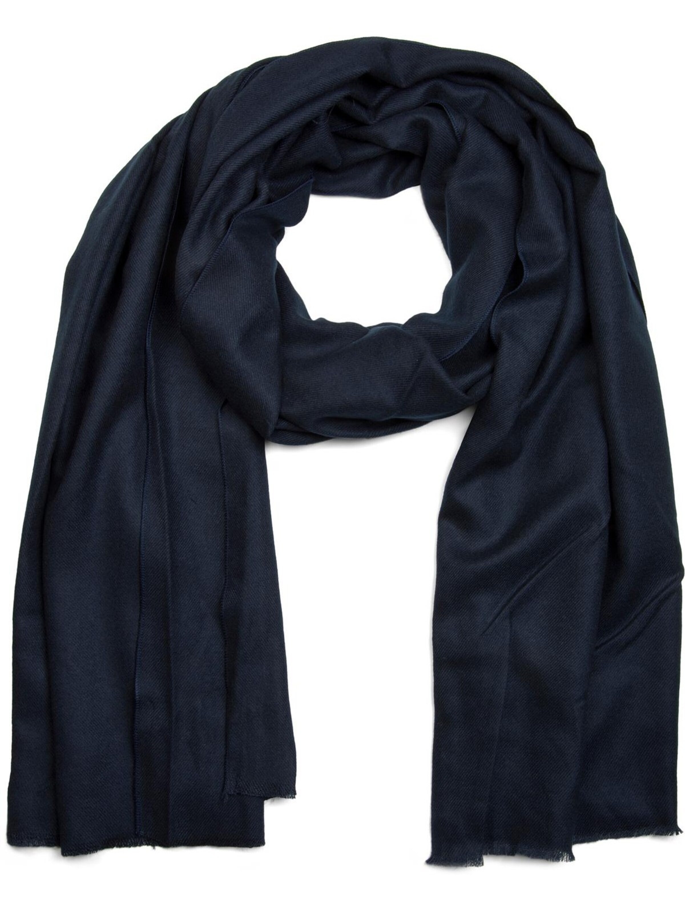 styleBREAKER Schal 'Unifarbener Schal mit Fransen'‌ in Blau: Vorderseite