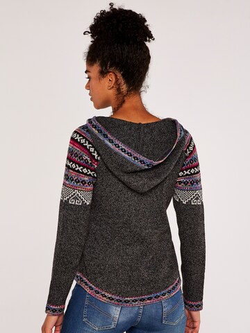 Pull-over 'Fairisle' Apricot en gris