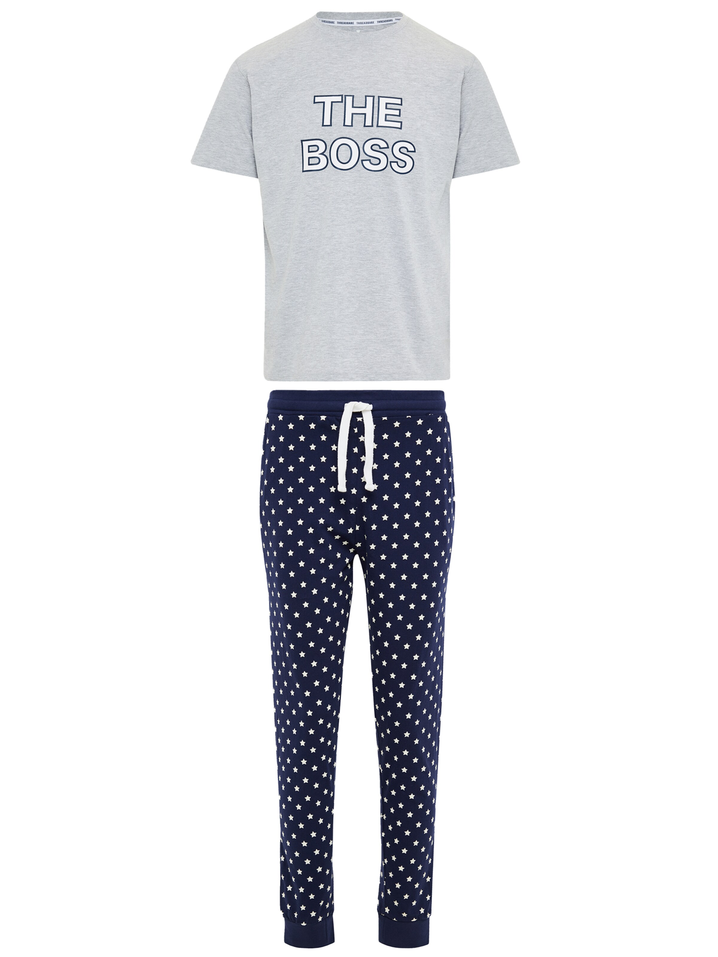 Threadbare Pyjama 'The Boss' in Blau: Vorderseite