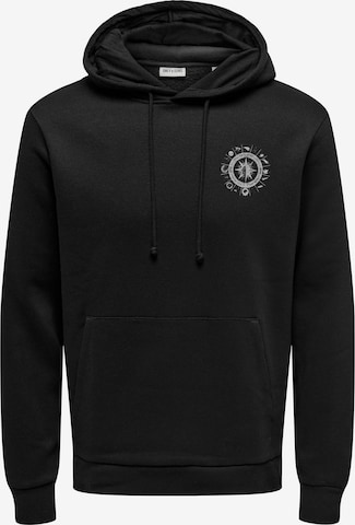 Only & Sons Sweatshirt 'ONSCHASE' in Zwart: voorkant