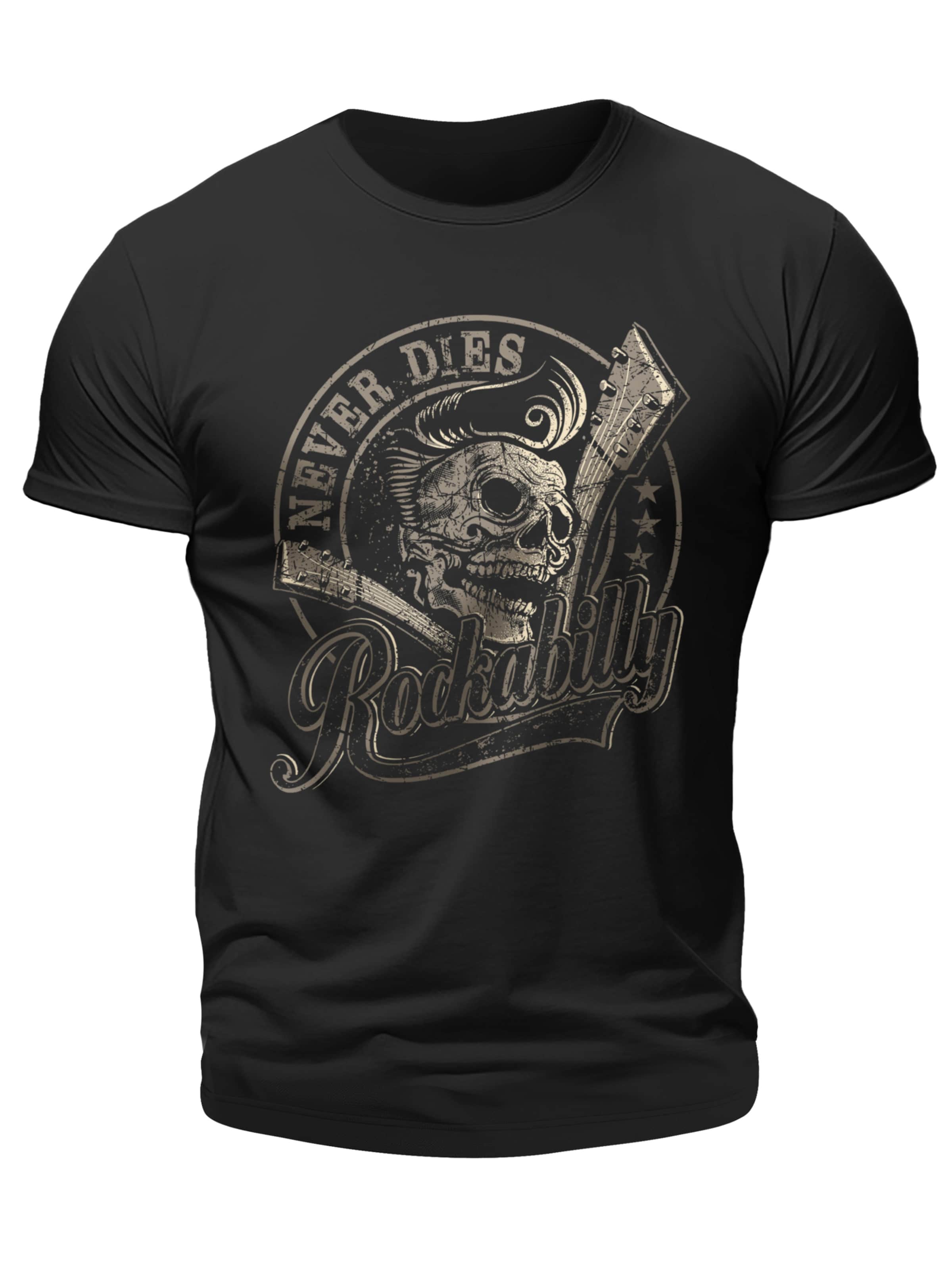 Gasoline Bandit Shirt 'Rockabilly Skull' in Black: front