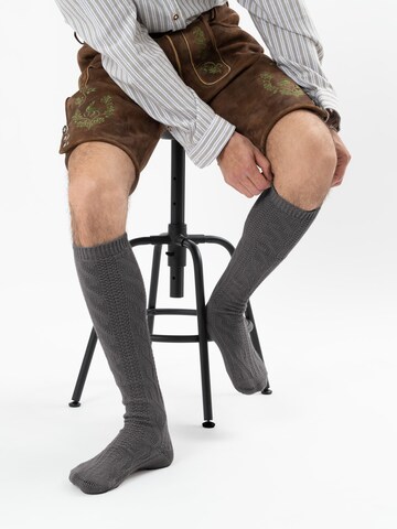 HerzSticht Traditional socks 'Bergdistel' in Grey