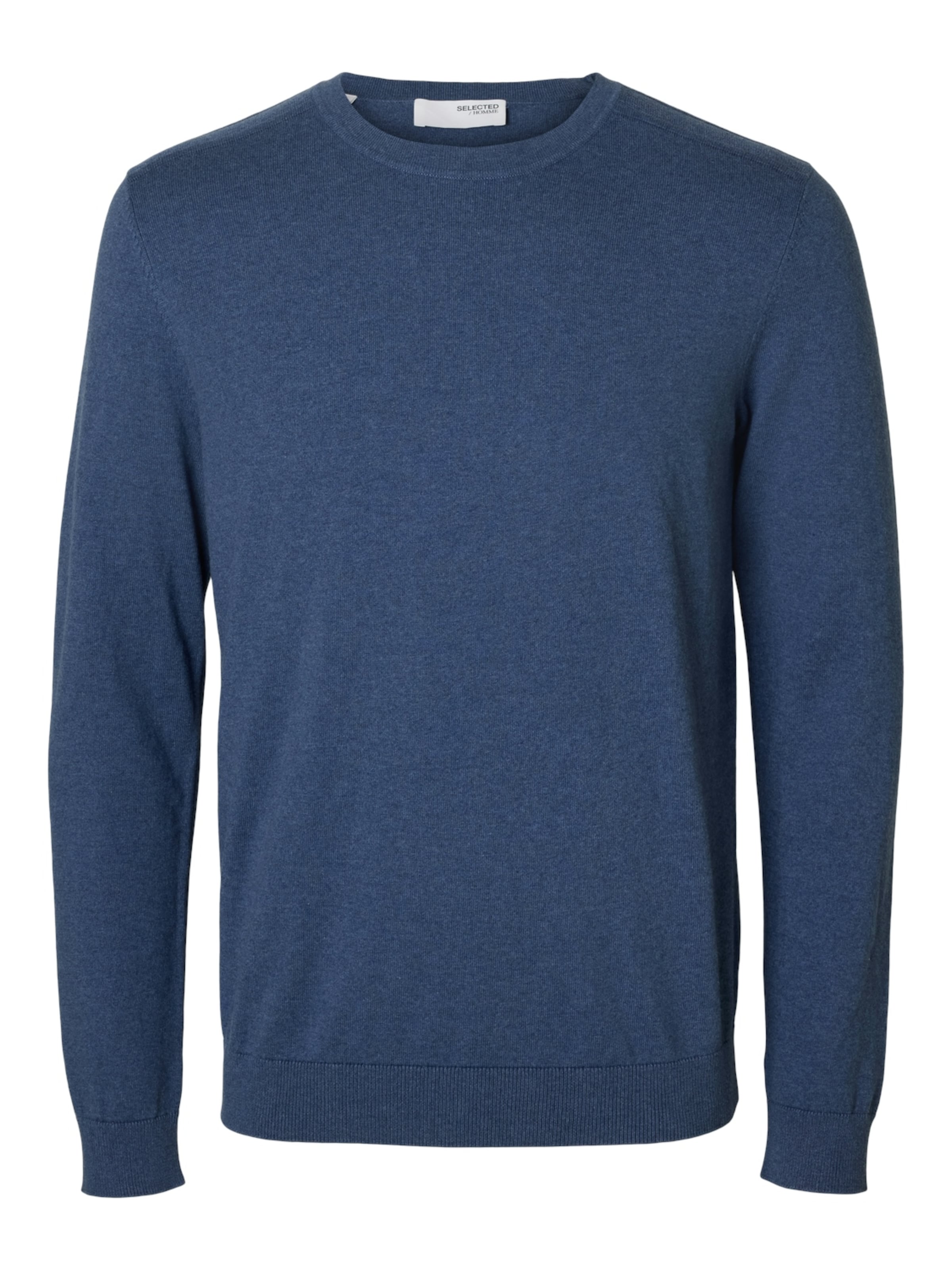 Coupe regular Pull-over 'SLHBerg' SELECTED en bleu : devant