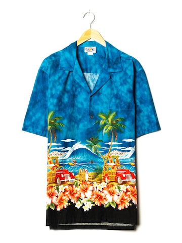 Pacific Legend Button Up Shirt in L-XL in Blue: front