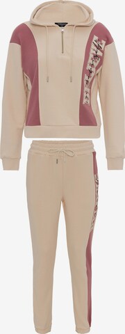 Tom Barron Joggingpak in Beige: voorkant