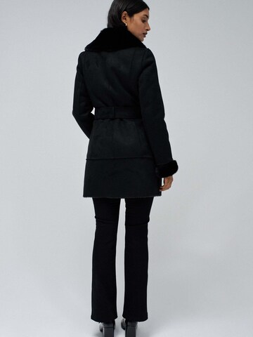 Salsa Jeans Winterjacke 'Long Shearling Coat'‌‌‌ in Schwarz