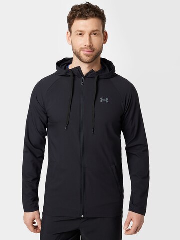 UNDER ARMOUR Training jacket 'Perforated' in Black: front