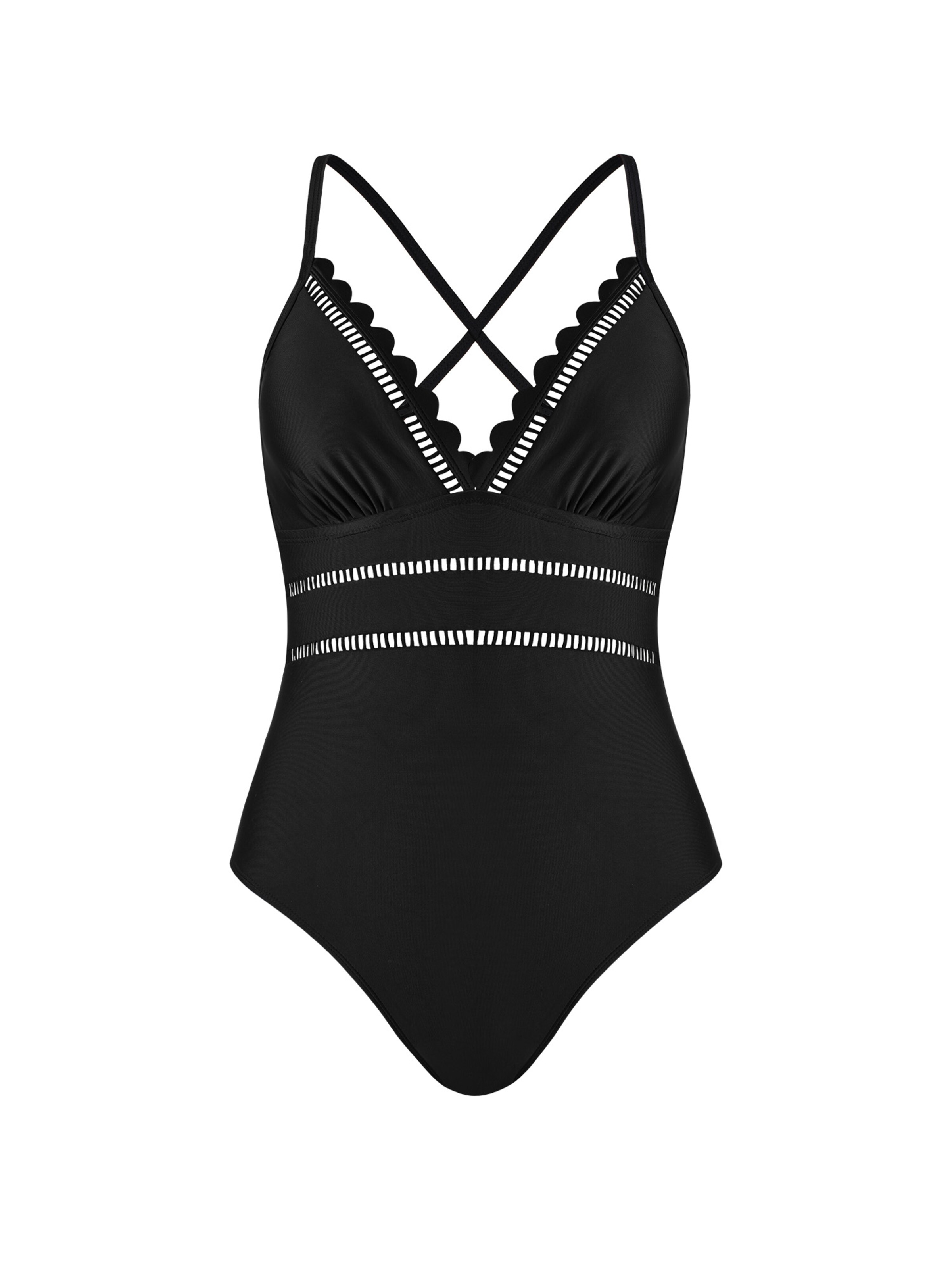 Cupshe Bralette Swimsuit 'CAA12E4F132AA' in Black: front