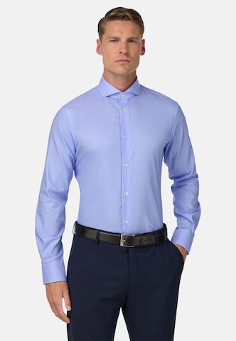 Boggi Milano Slim Fit Hemd in Blau: Vorderseite