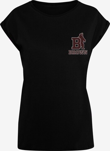 Merchcode Shirt 'Brown University - Bear Initial' in Zwart: voorkant