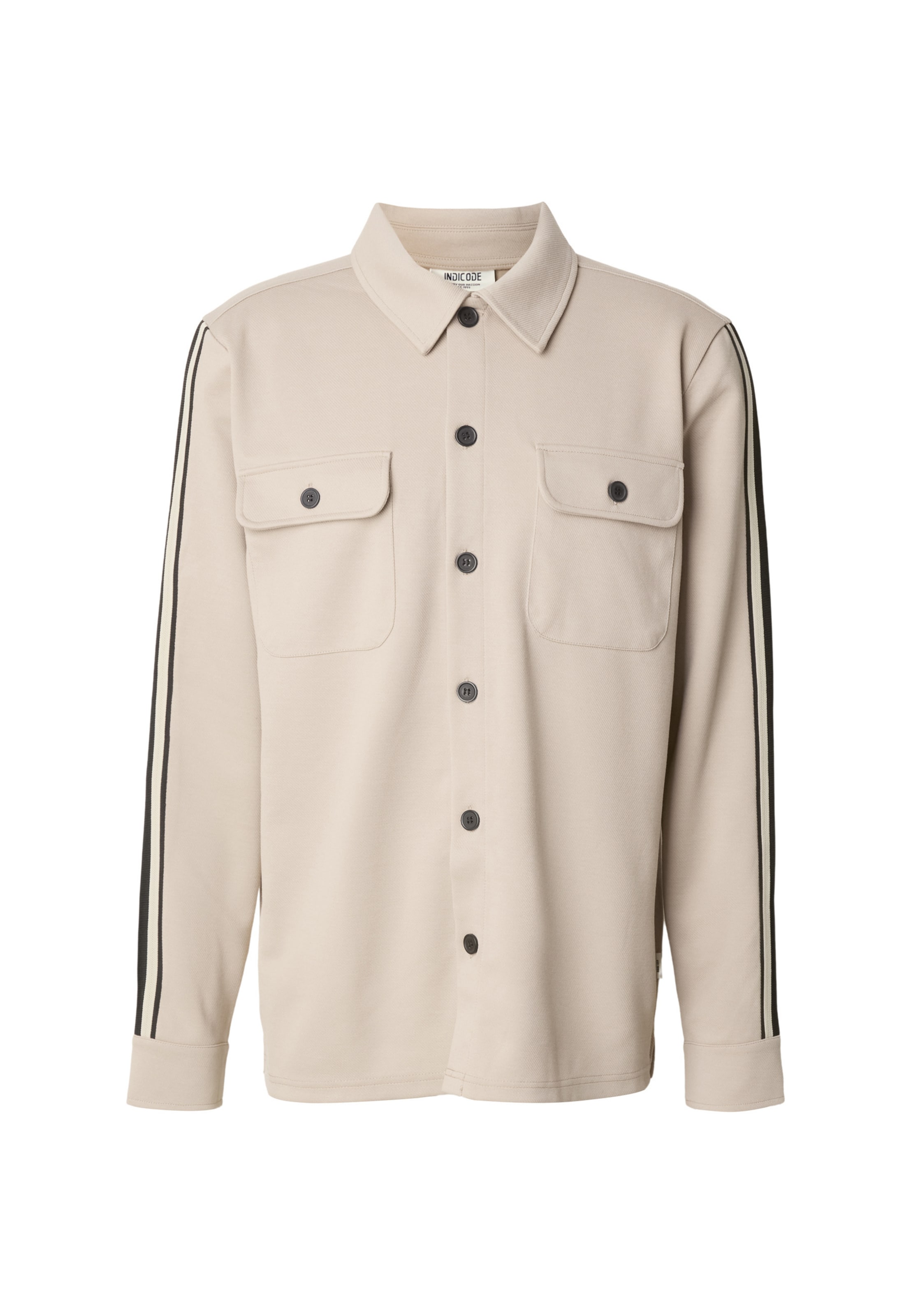 INDICODE JEANS Button Up Shirt 'INNello' in Taupe / Black, Item view